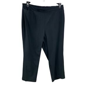 Catherines Womens 1X Plus Size Petite (18/20) Black Refined Flat Front Pants